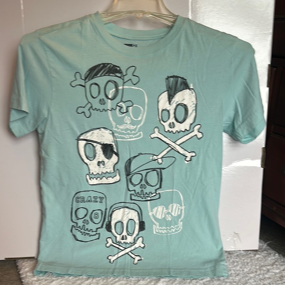 Crazy 8 Blue Short Sleeve Tee with Playful Skull Design